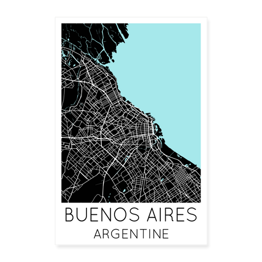 Poster Buenos Aires - Plan Buenos Aires - 40 x 60 cm - blanc