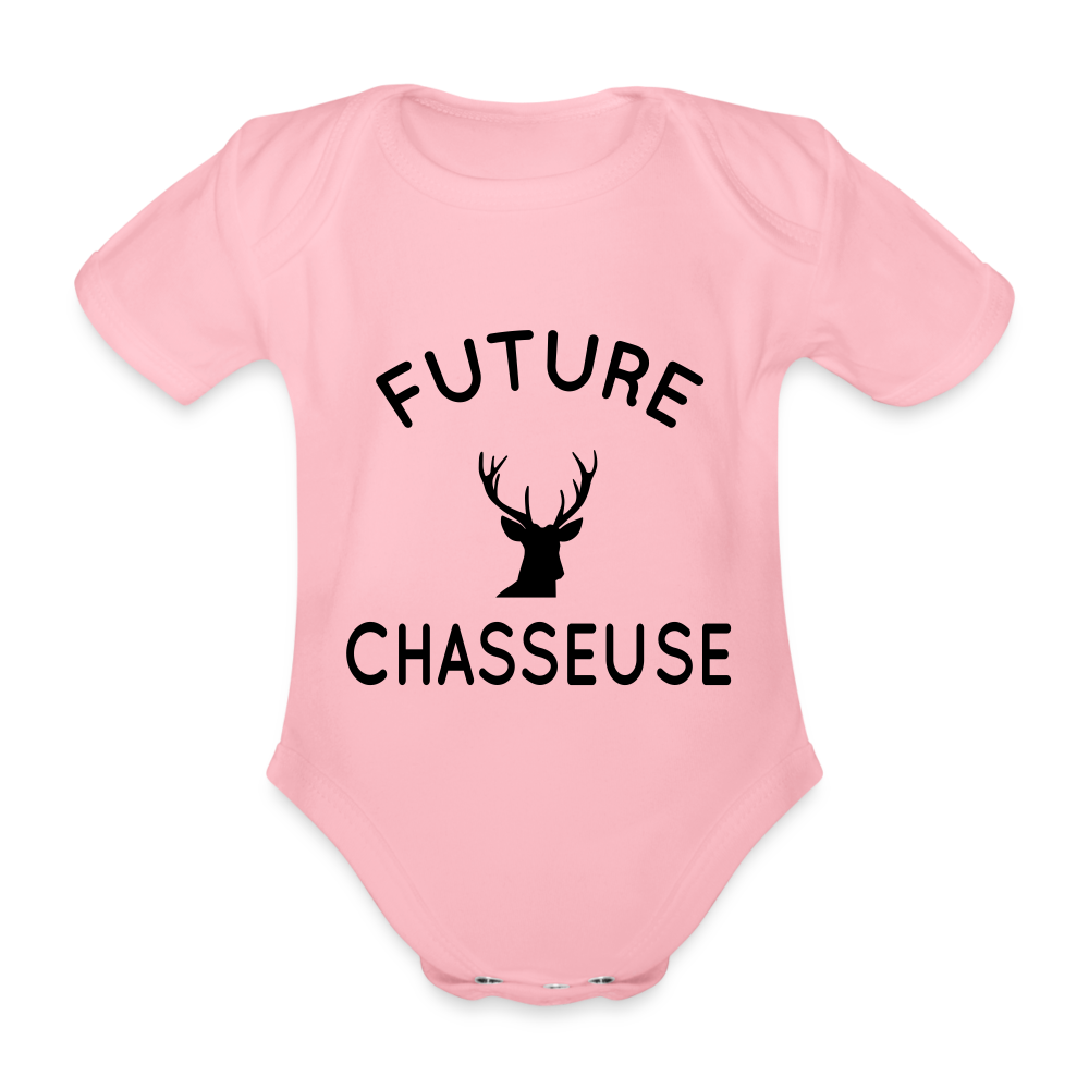 Body Bébé bio manches courtes - Future chasseuse - rose clair