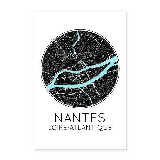 Poster Nantes - Plan Nantes - 60 x 90 cm - blanc