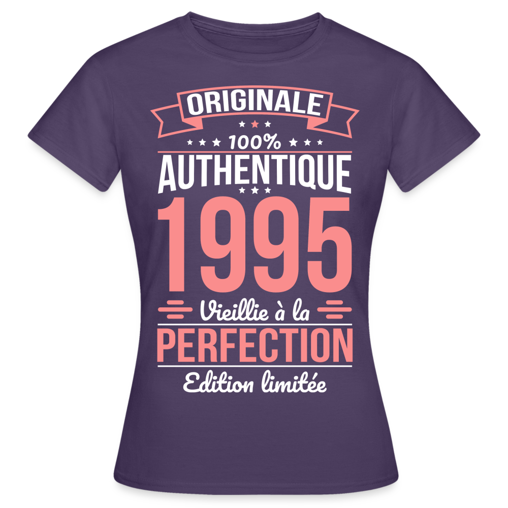 T-shirt Femme - Anniversaire 30 Ans - Originale 1995 - violet foncé