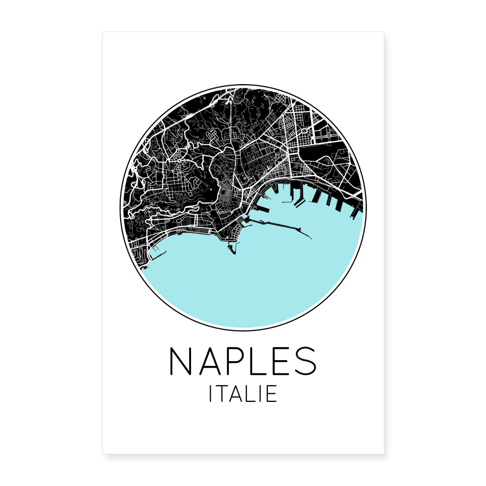 Poster Naples - Plan Naples - 60 x 90 cm - blanc