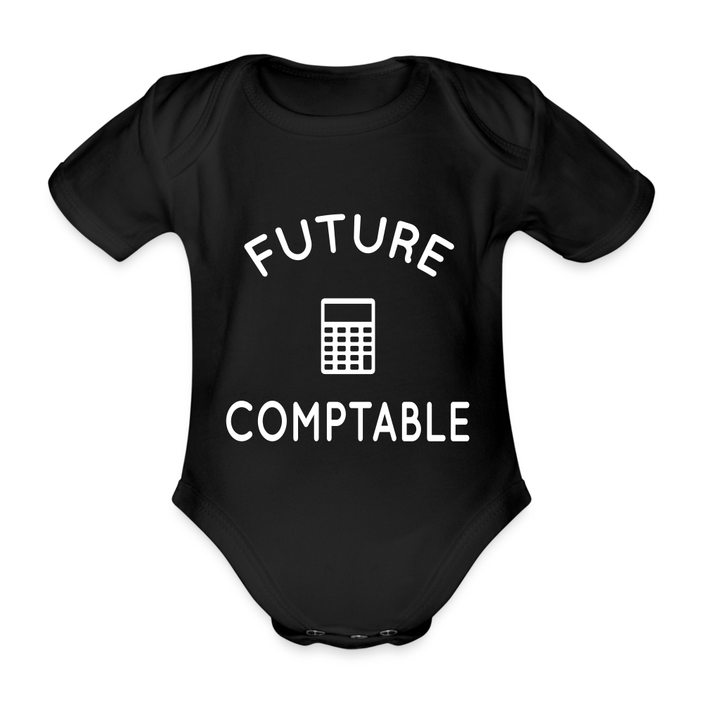 Body Bébé bio manches courtes - Future comptable - noir