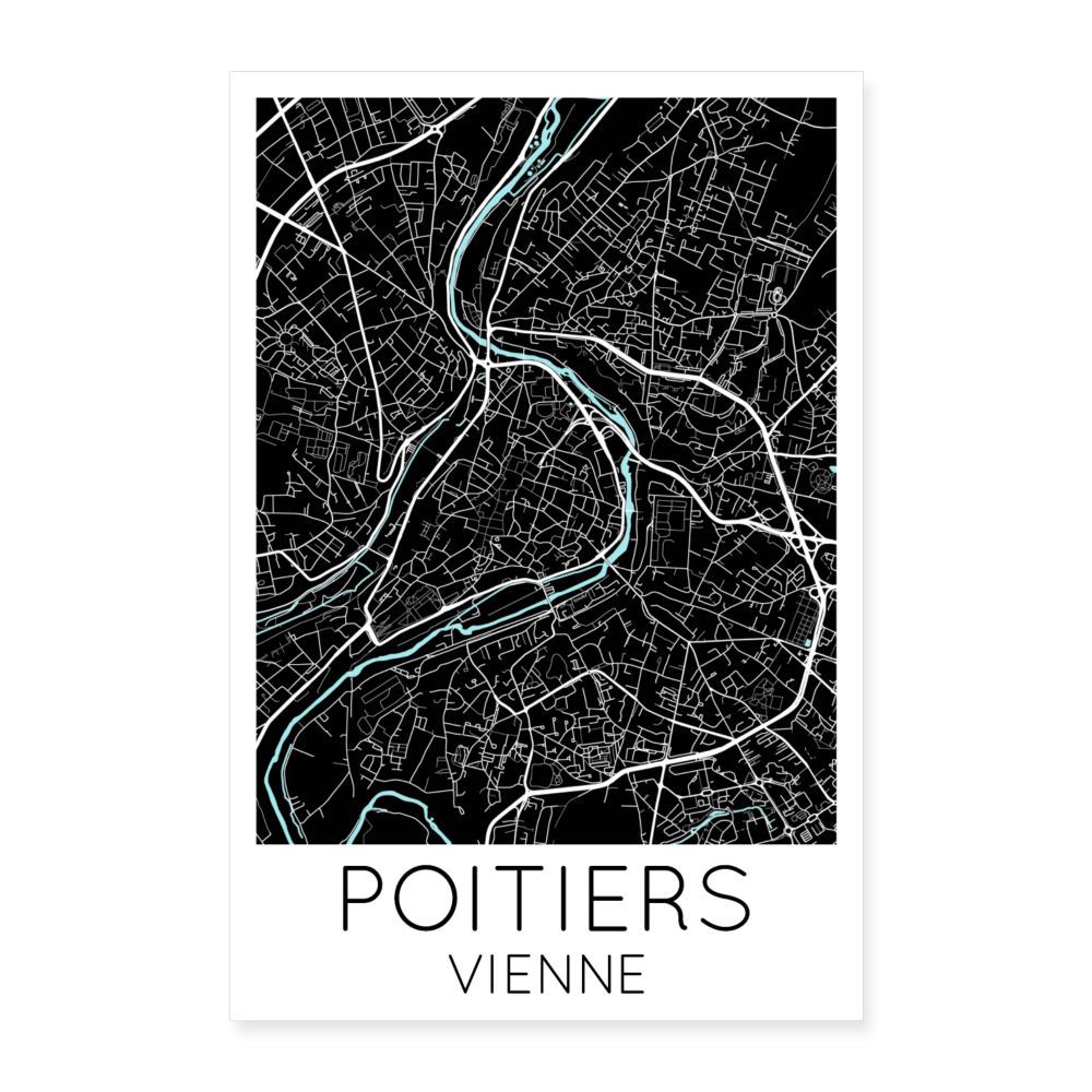 Poster Poitiers - Plan Poitiers - 60 x 90 cm - blanc