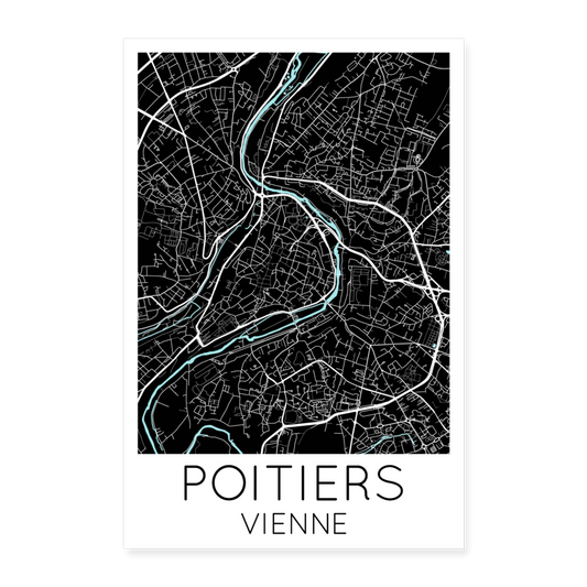 Poster Poitiers - Plan Poitiers - 60 x 90 cm - blanc