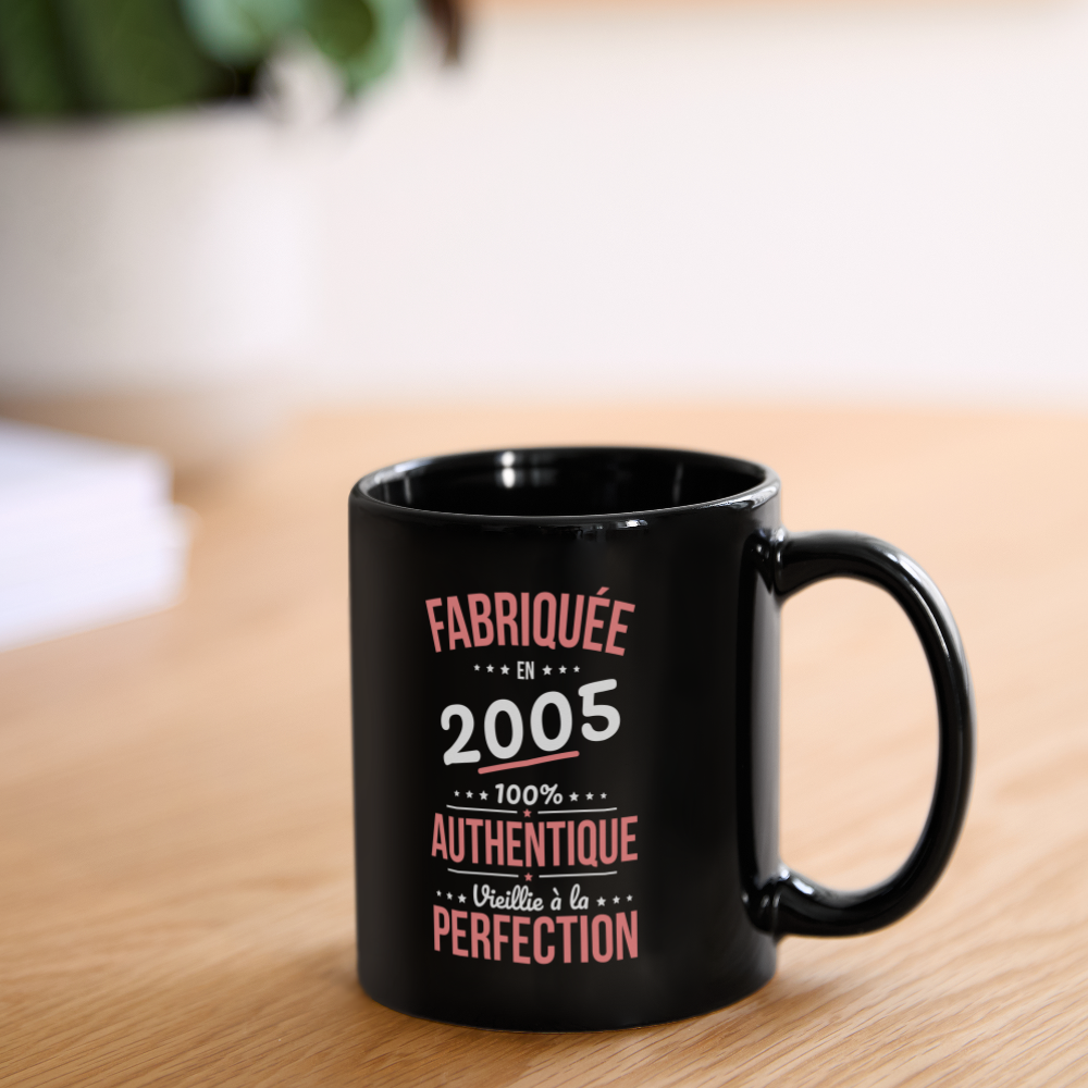 Mug uni - Anniversaire 20 Ans - Fabriquée en 2005 - noir