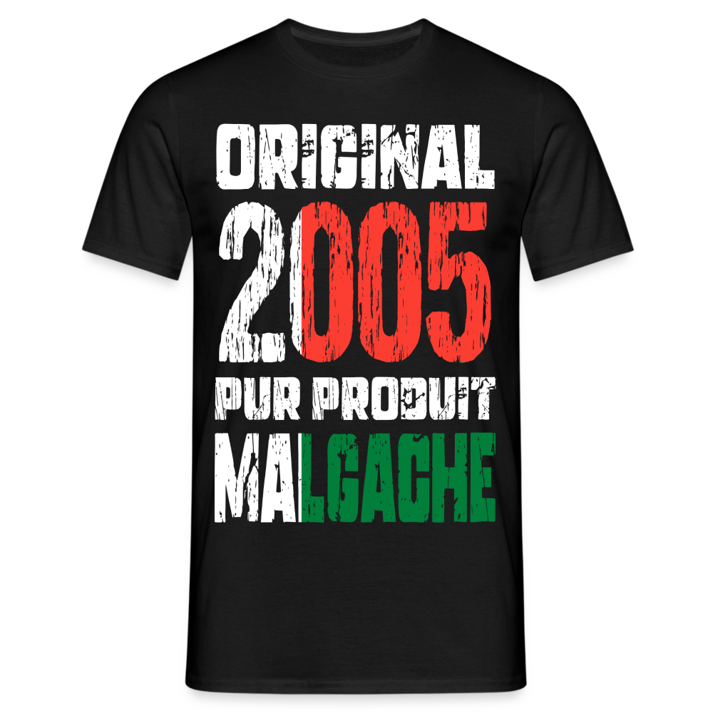 T-shirt Homme - Anniversaire 20 Ans - Original 2005 - Pur produit Malgache - noir