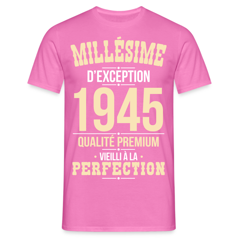 T-shirt Homme - Anniversaire 80 Ans - Millésime 1945 - rose