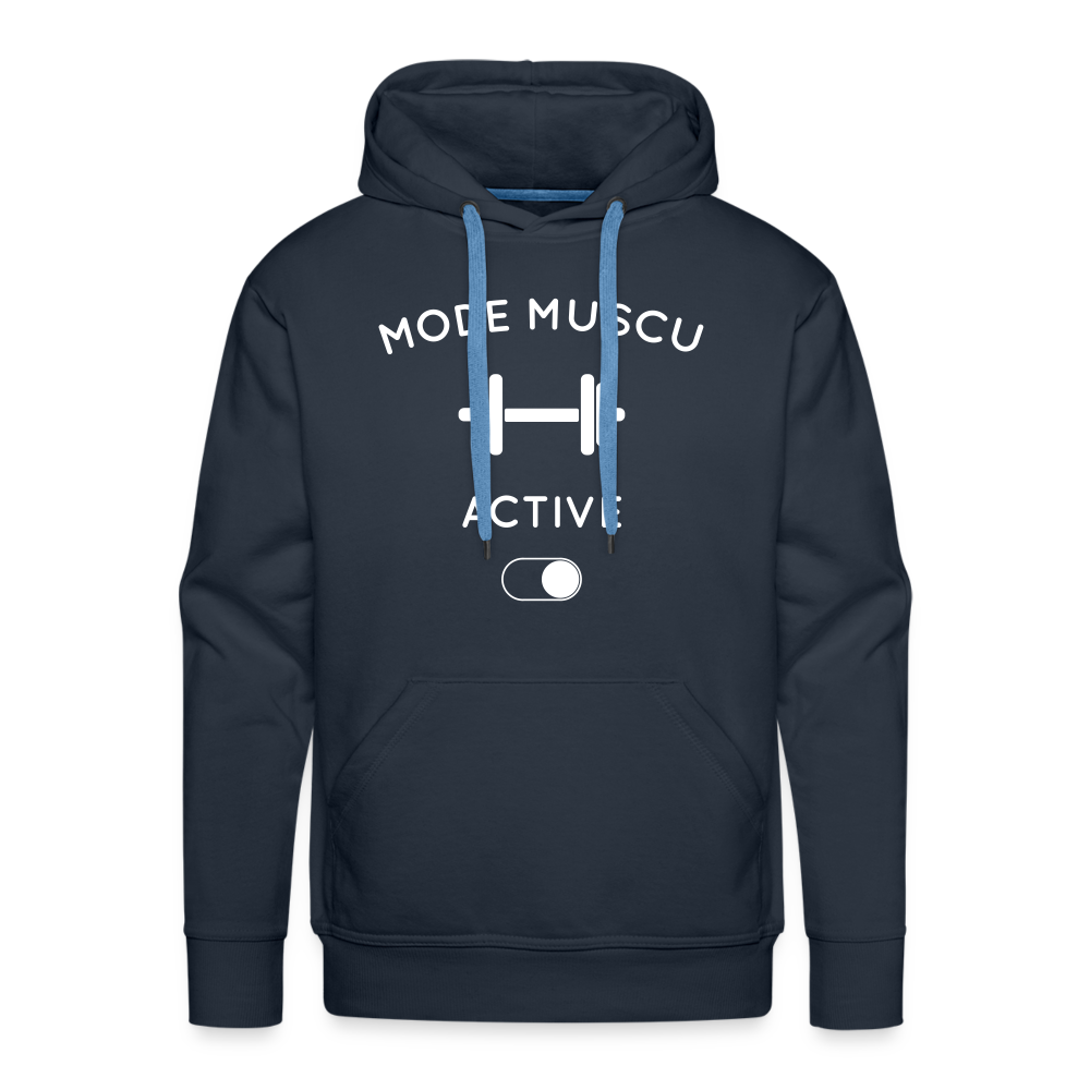 Sweat à capuche Premium Homme - Mode muscu activé - marine