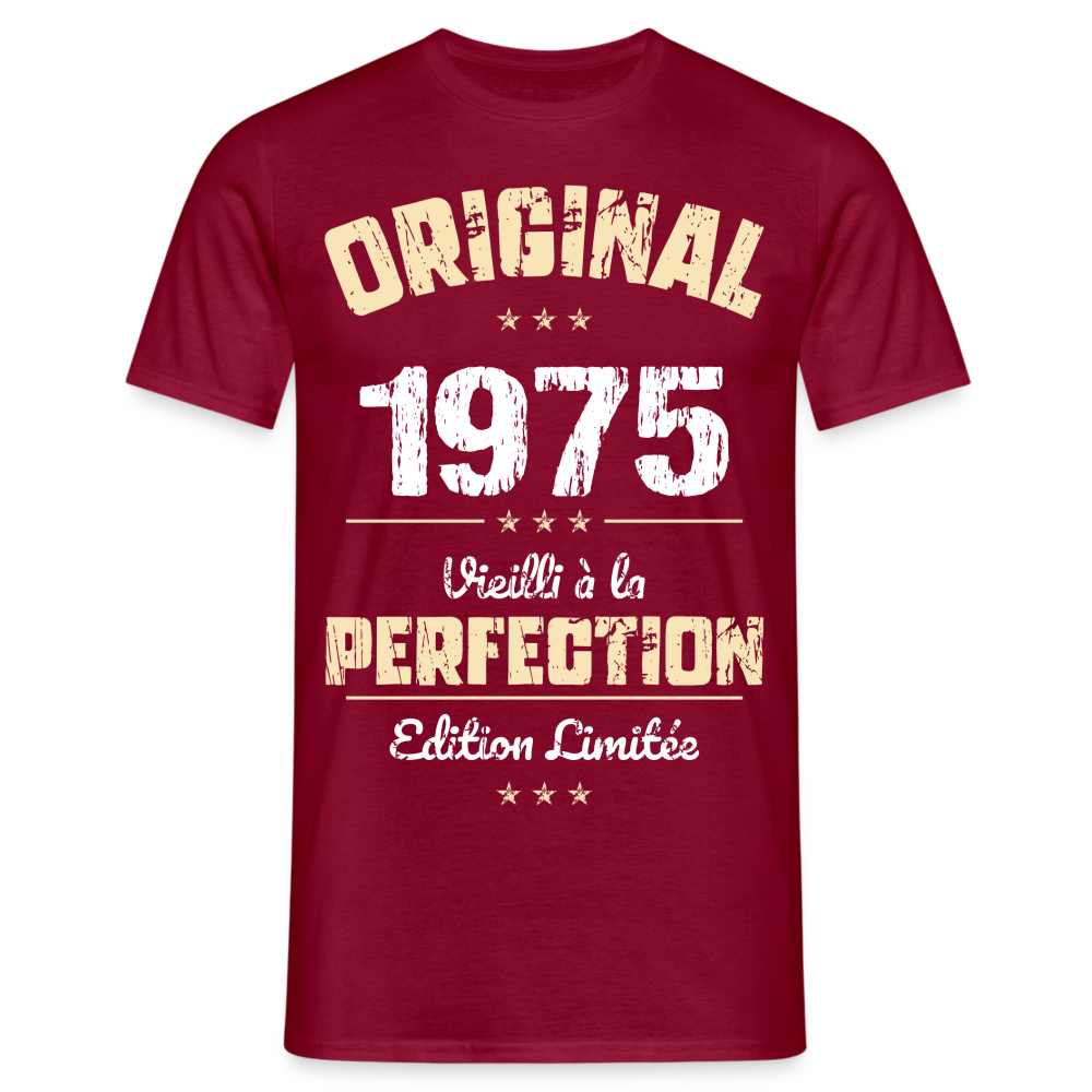 T-shirt Homme - Anniversaire 50 Ans - Original 1975 - rouge brique