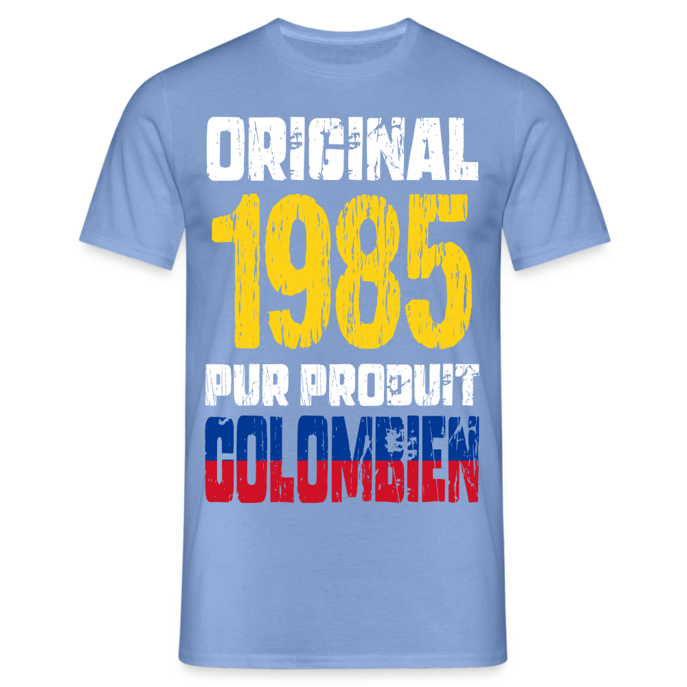 T-shirt Homme - Anniversaire 40 Ans - Original 1985 - Pur produit Colombien - carolina blue