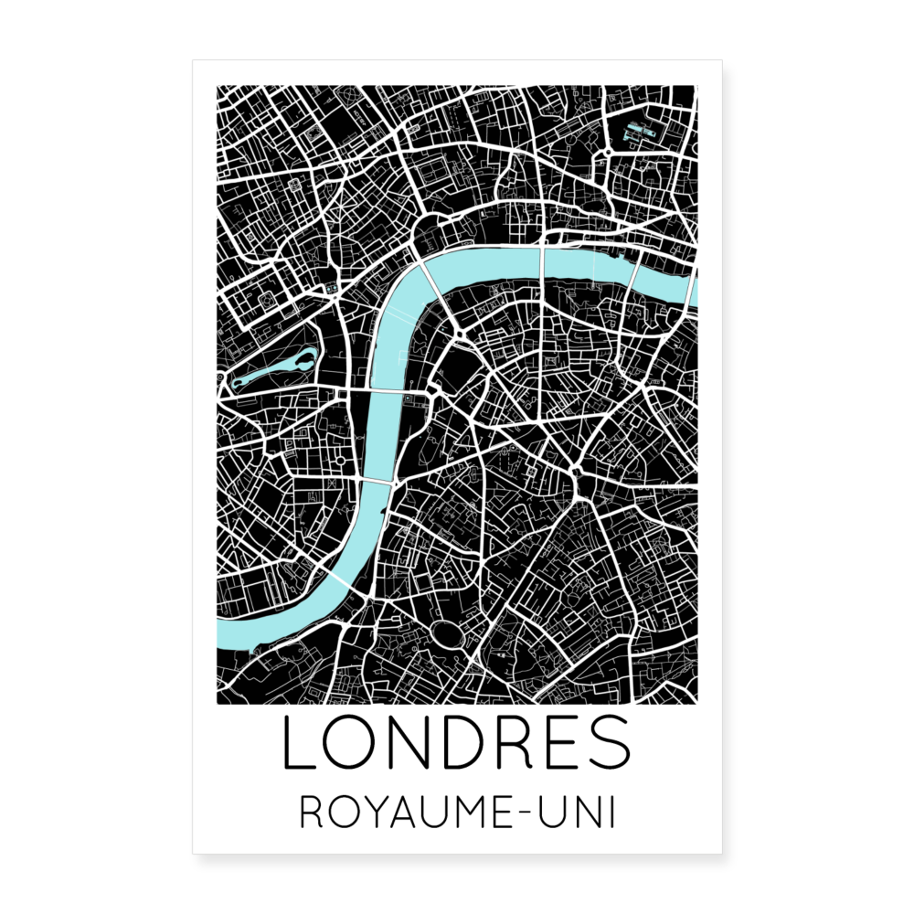 Poster Londres - Plan Londres - 40 x 60 cm - blanc