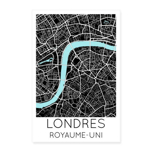 Poster Londres - Plan Londres - 40 x 60 cm - blanc