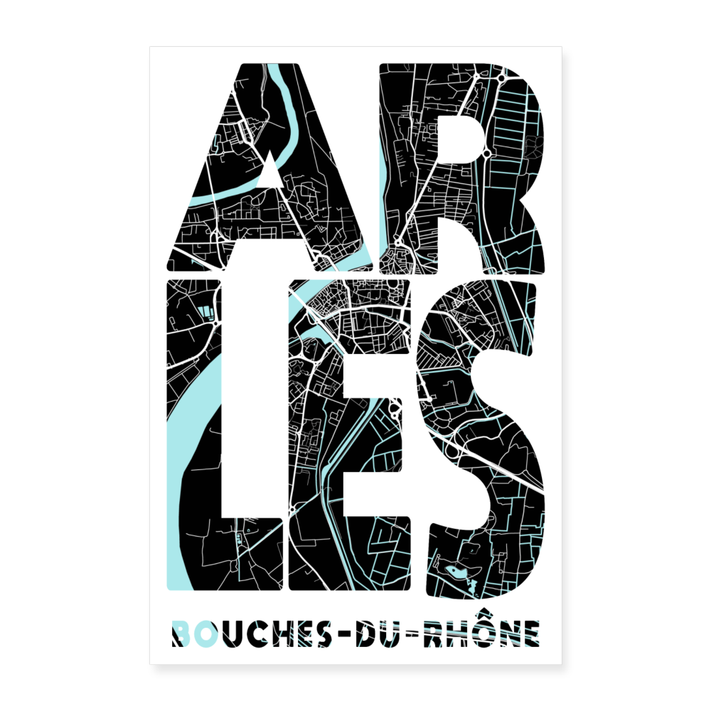 Poster Arles - Plan Arles - 40 x 60 cm - blanc