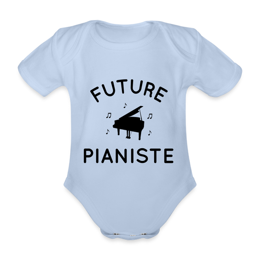 Body Bébé bio manches longues - Future pianiste - ciel