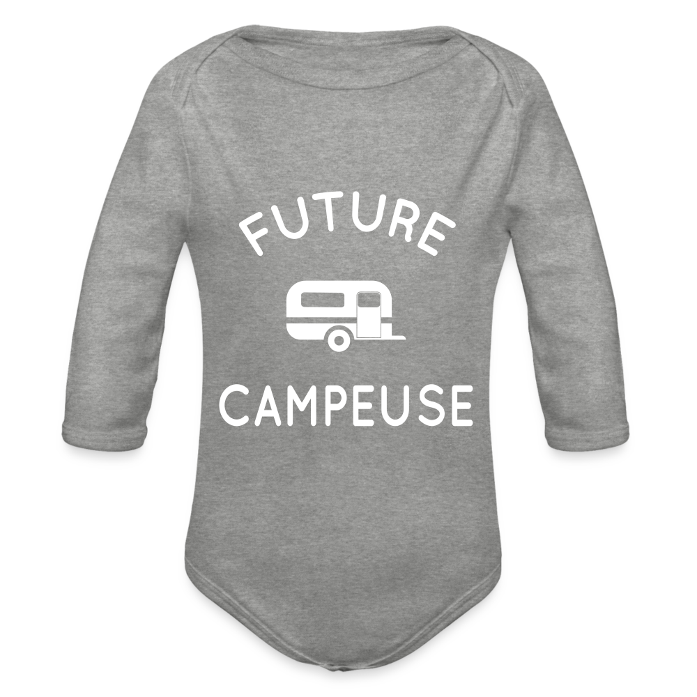 Body Bébé bio manches longues - Future campeuse - gris chiné