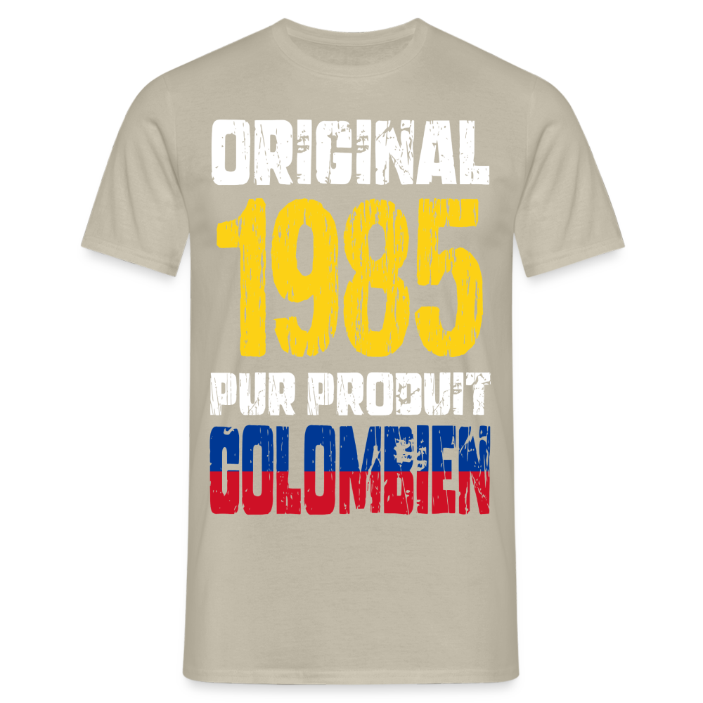 T-shirt Homme - Anniversaire 40 Ans - Original 1985 - Pur produit Colombien - beige sable