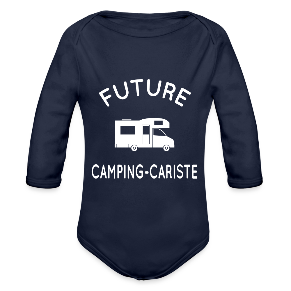 Body Bébé bio manches longues - Future camping-cariste - marine foncé