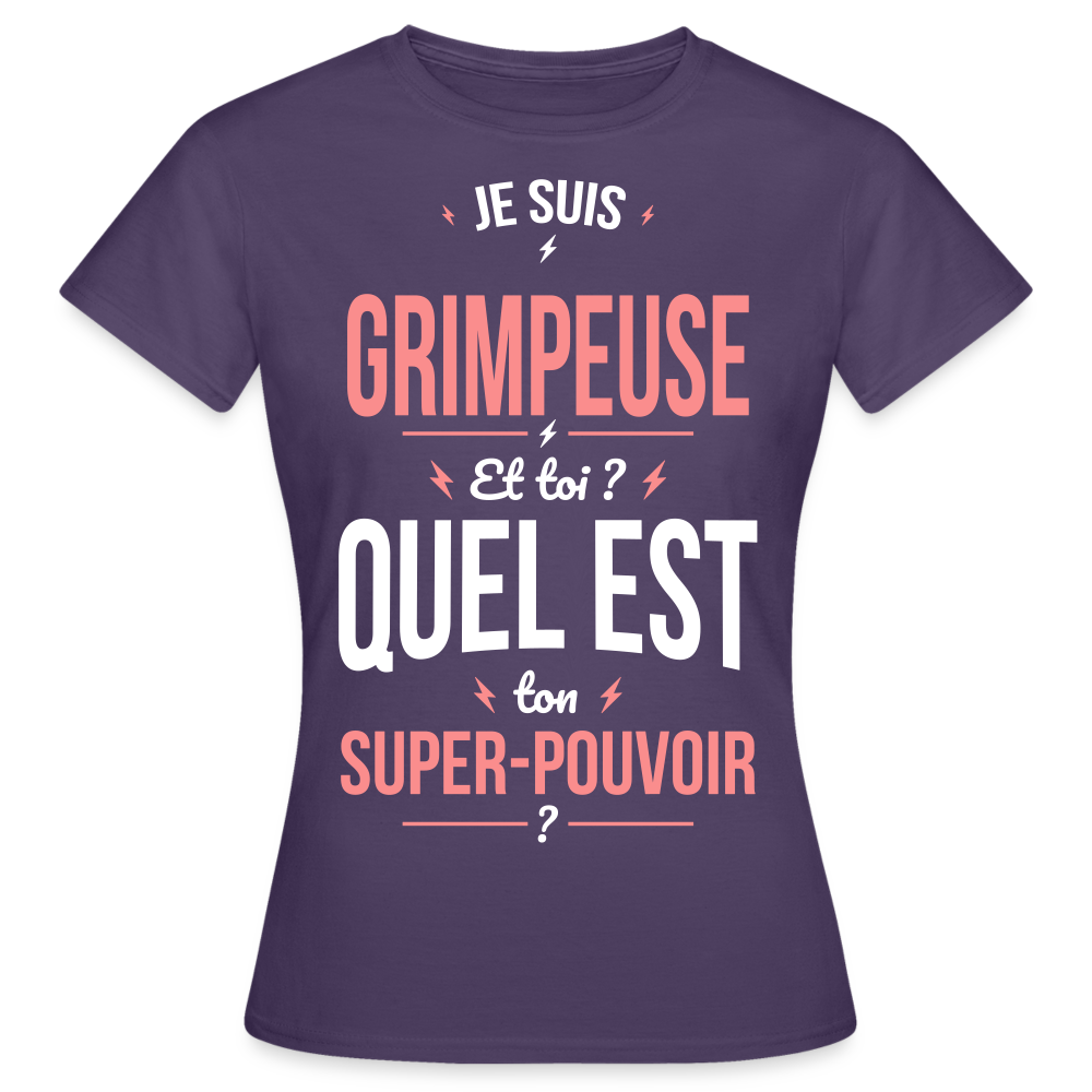 T-shirt Femme - Je suis grimpeuse - Super-pouvoir - violet foncé