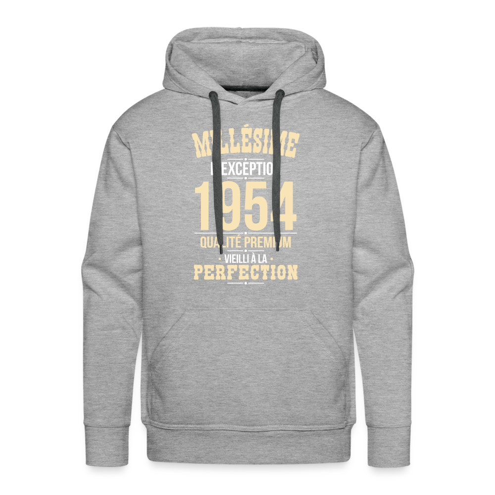 Sweat à capuche Premium Homme - Anniversaire 70 Ans - Millésime 1954 - gris chiné