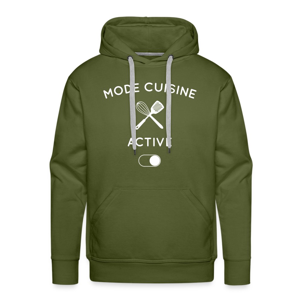 Sweat à capuche Premium Homme - Mode cuisine activé - vert olive