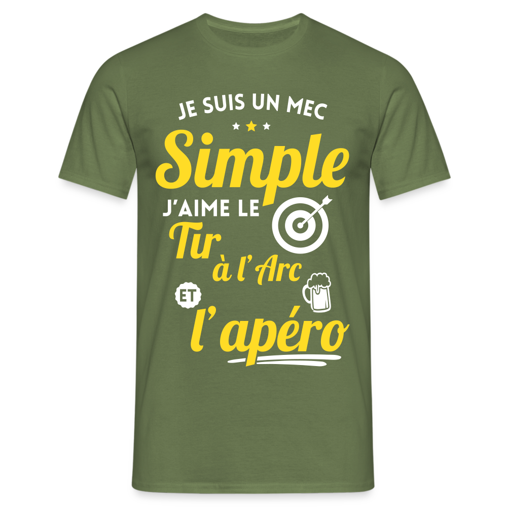 T-shirt Homme - J'aime le tir à l'arc et l'apéro - vert militaire