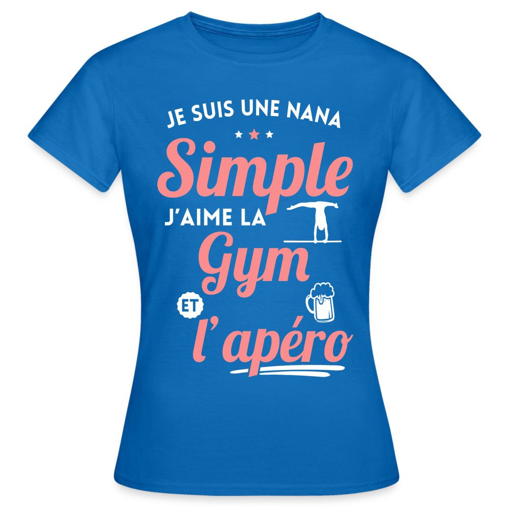 T-shirt Femme - J'aime la gym et l'apéro - bleu royal