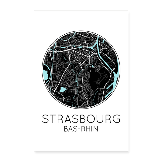 Poster Strasbourg - Plan Strasbourg - 60 x 90 cm - blanc