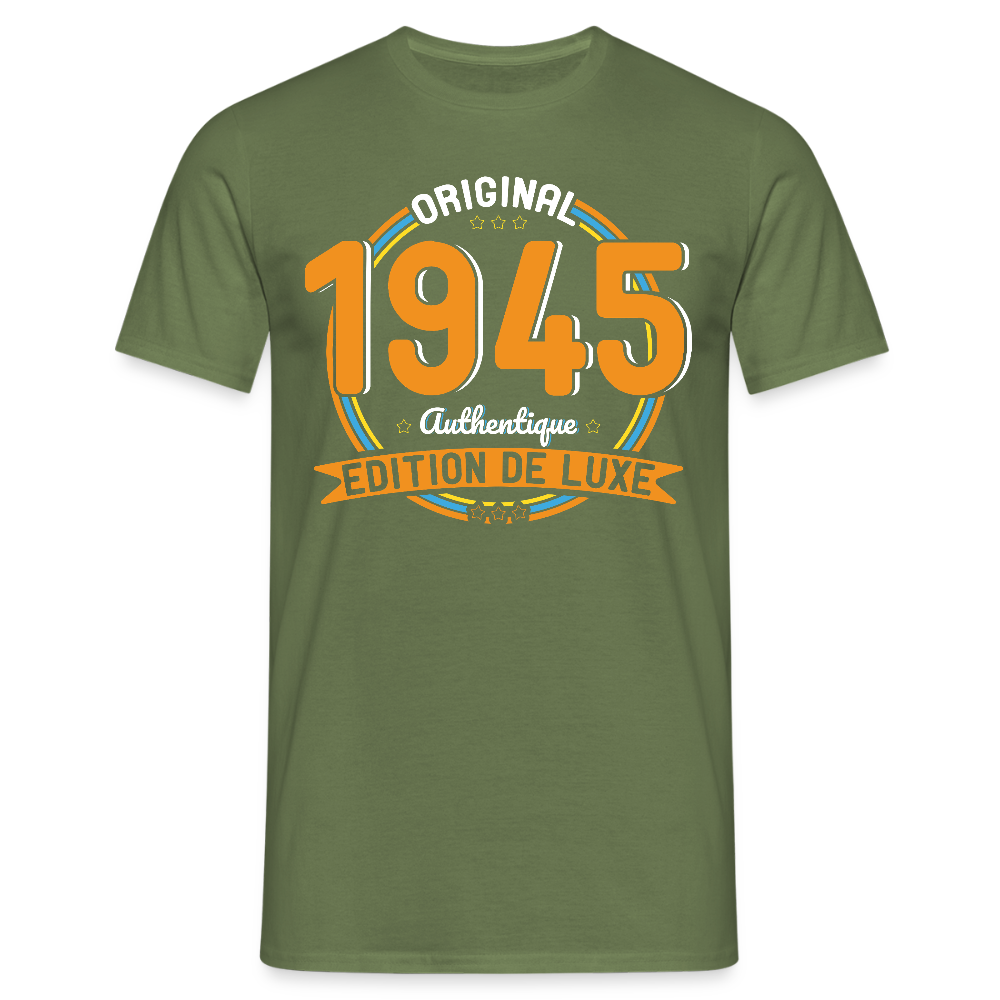 T-shirt Homme - Anniversaire 80 Ans - Original 1945 Authentique - vert militaire