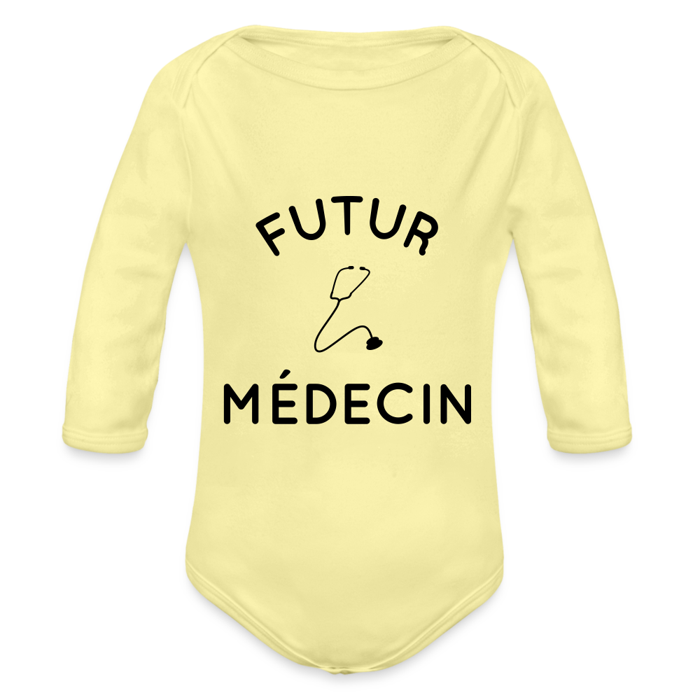 Body Bébé bio manches longues - Futur médecin - jaune délavé