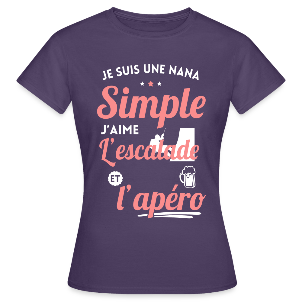 T-shirt Femme - J'aime l'escalade et l'apéro - violet foncé