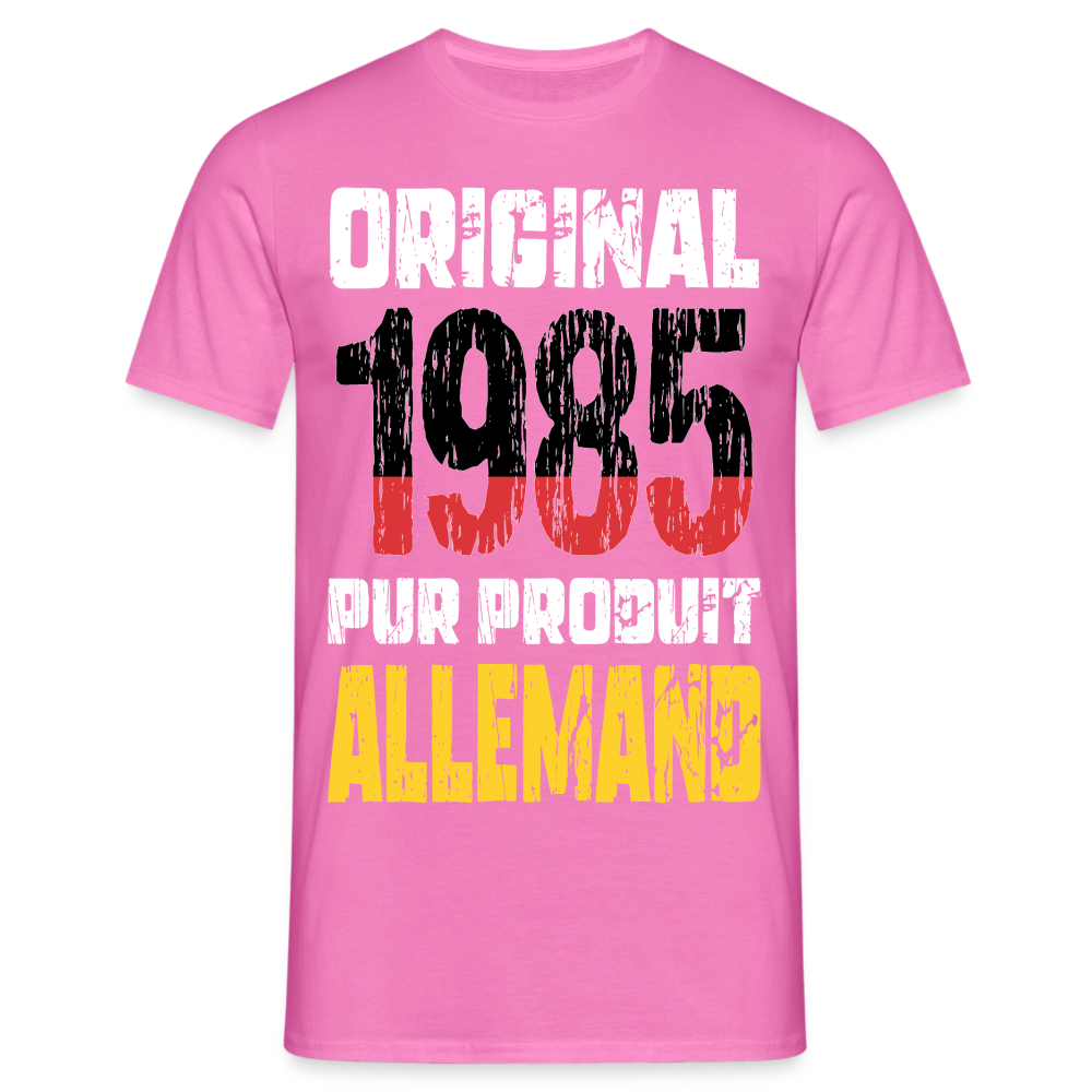 T-shirt Homme - Anniversaire 40 Ans - Original 1985 - Pur produit Allemand - rose