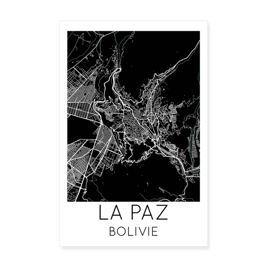 Poster La Paz - Plan La Paz - 20 x 30 cm - blanc