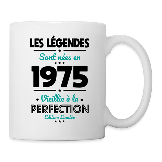 Mug blanc - Anniversaire 50 Ans - Les Légendes sont nées en 1975 - blanc