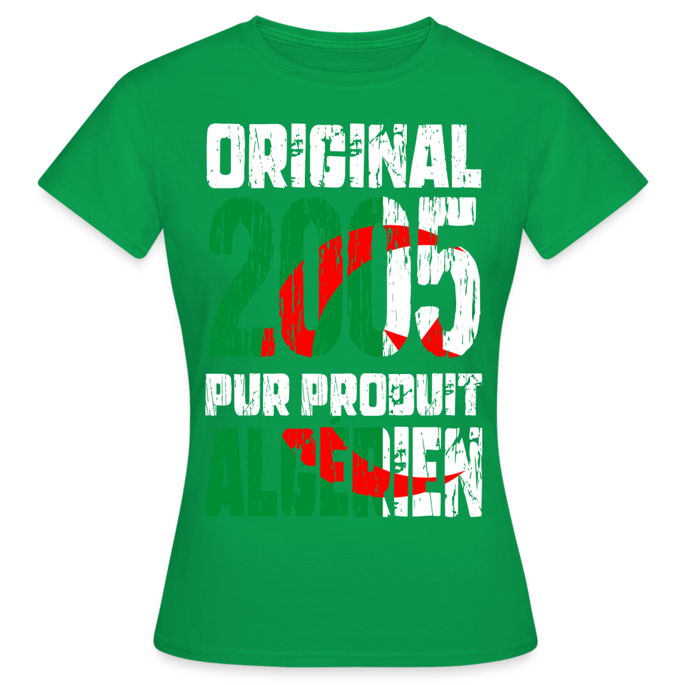 T-shirt Femme - Anniversaire 20 Ans - Original 2005 - Pur produit Algérien - vert