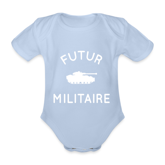 Body Bébé bio manches courtes - Futur militaire - ciel