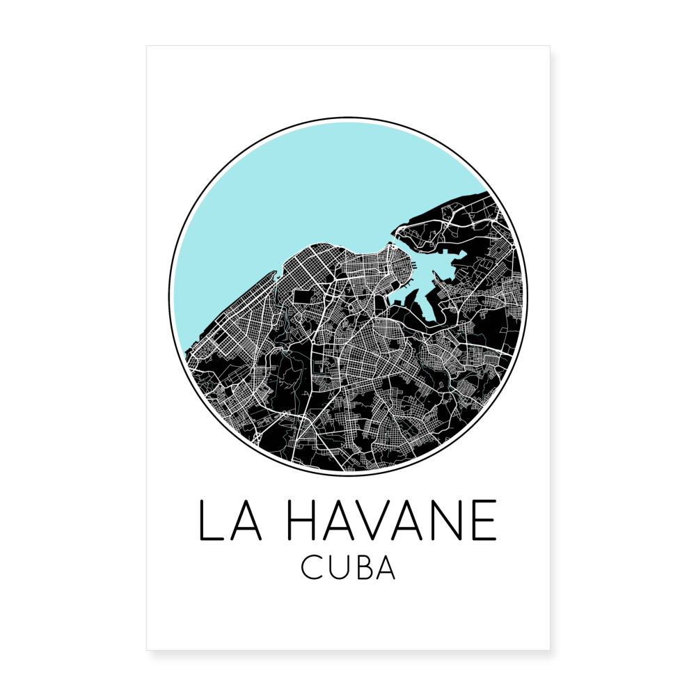 Poster La Havane - Plan La Havane - 40 x 60 cm - blanc