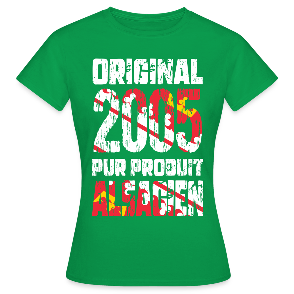 T-shirt Femme - Anniversaire 20 Ans - Original 2005 - Pur produit Alsacien - vert