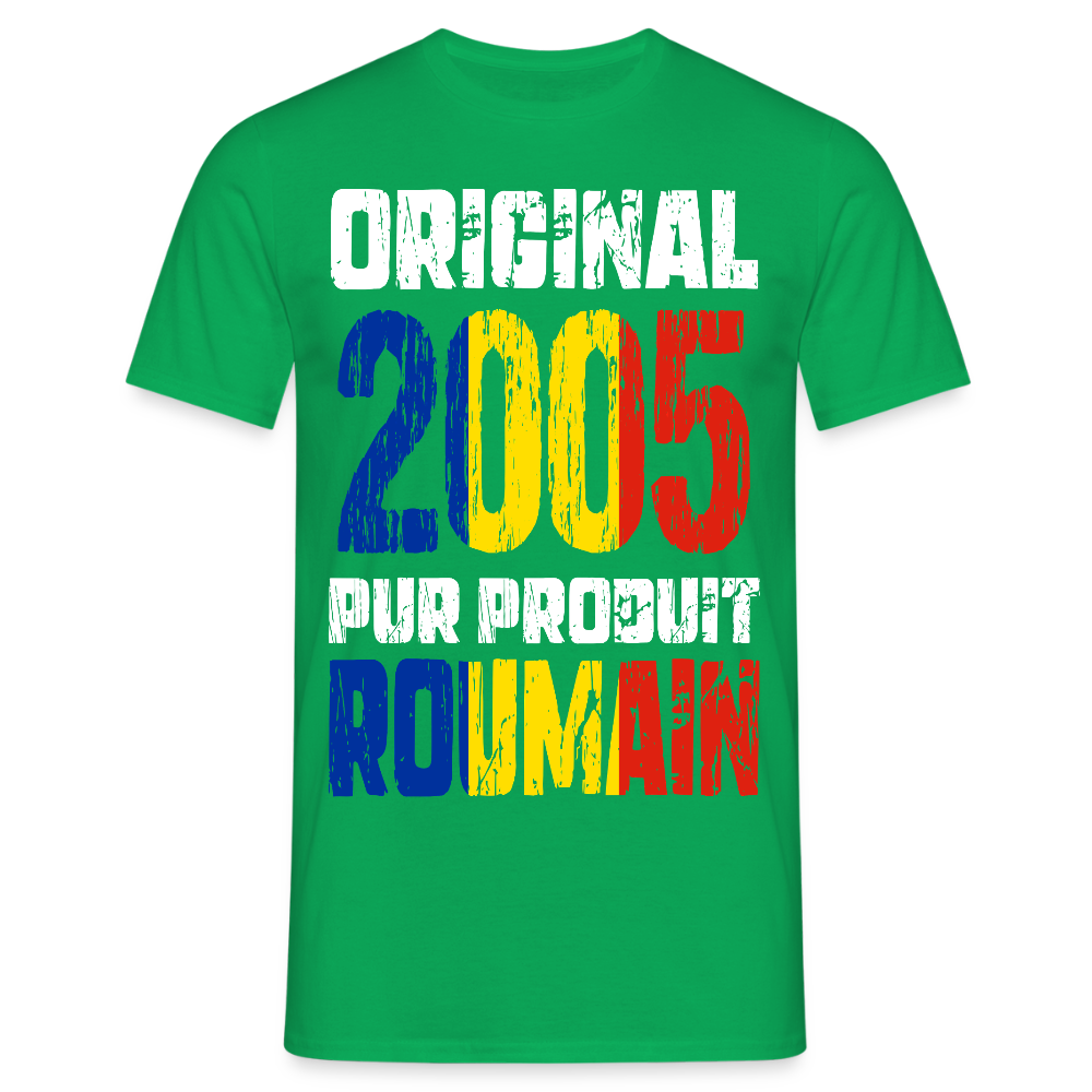 T-shirt Homme - Anniversaire 20 Ans - Original 2005 - Pur produit Roumain - vert