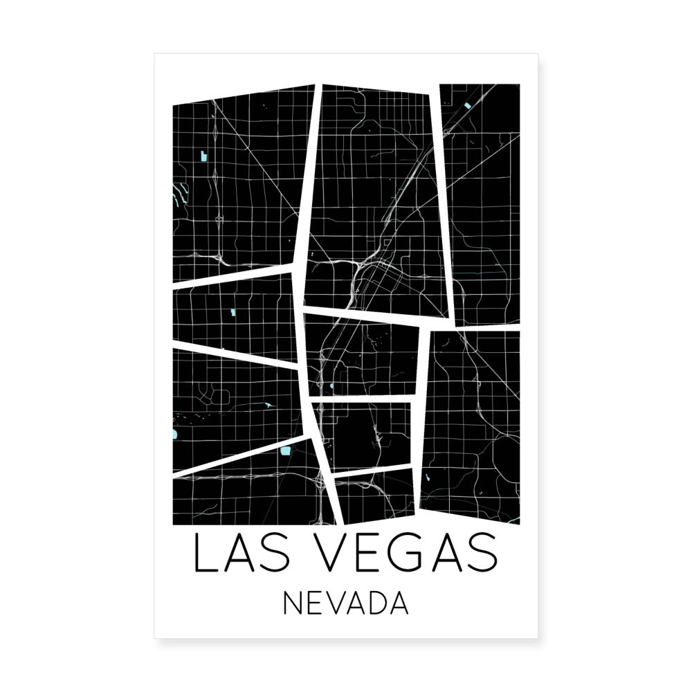 Poster Las Vegas - Plan Las Vegas - 20 x 30 cm - blanc