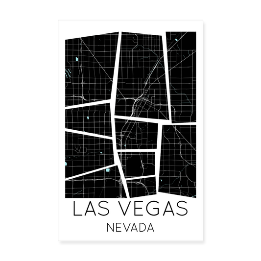 Poster Las Vegas - Plan Las Vegas - 20 x 30 cm - blanc