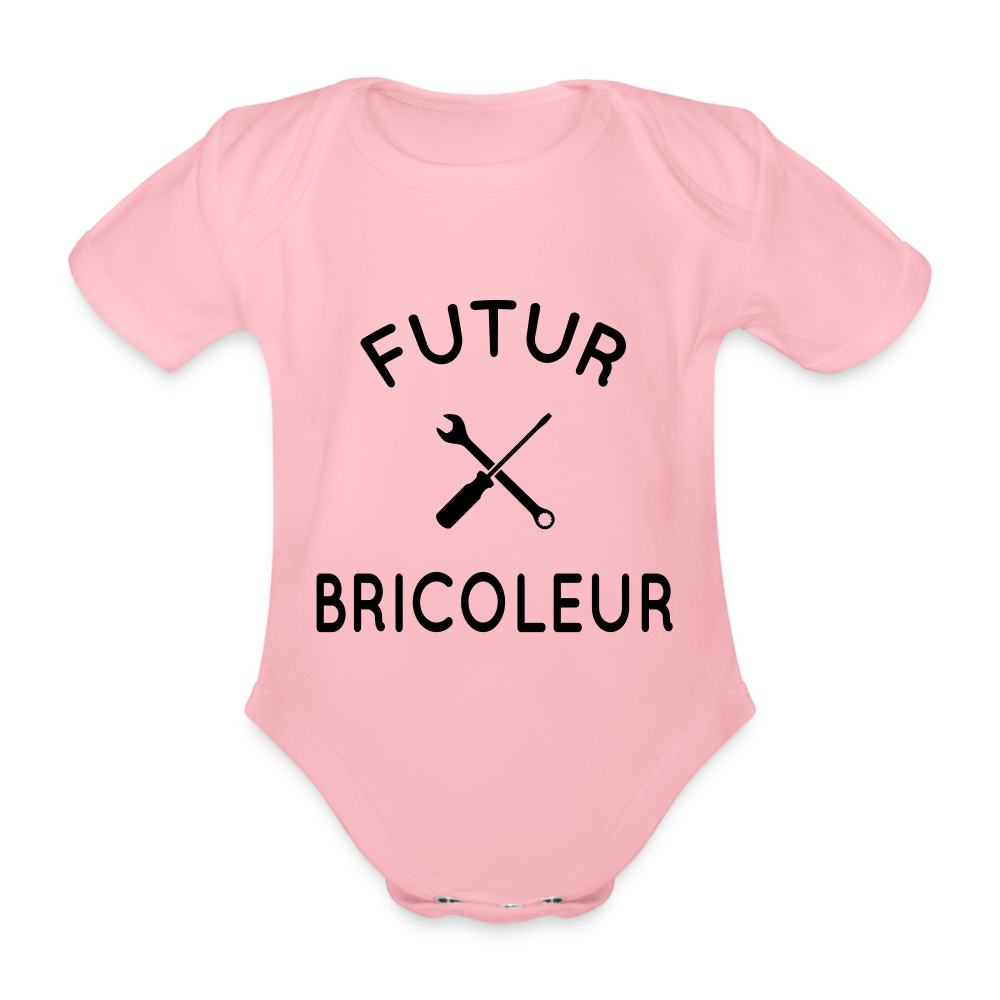 Body Bébé bio manches courtes - Futur bricoleur - rose clair