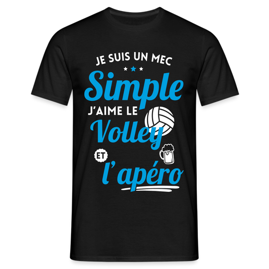 T-shirt Homme - J'aime le volley et l'apéro - noir