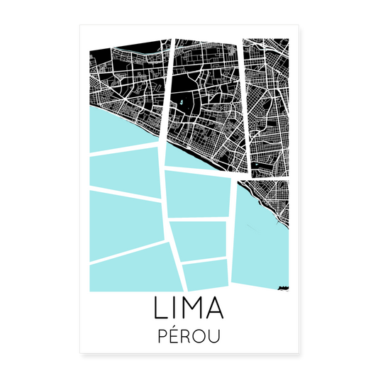 Poster Lima - Plan Lima - 40 x 60 cm - blanc