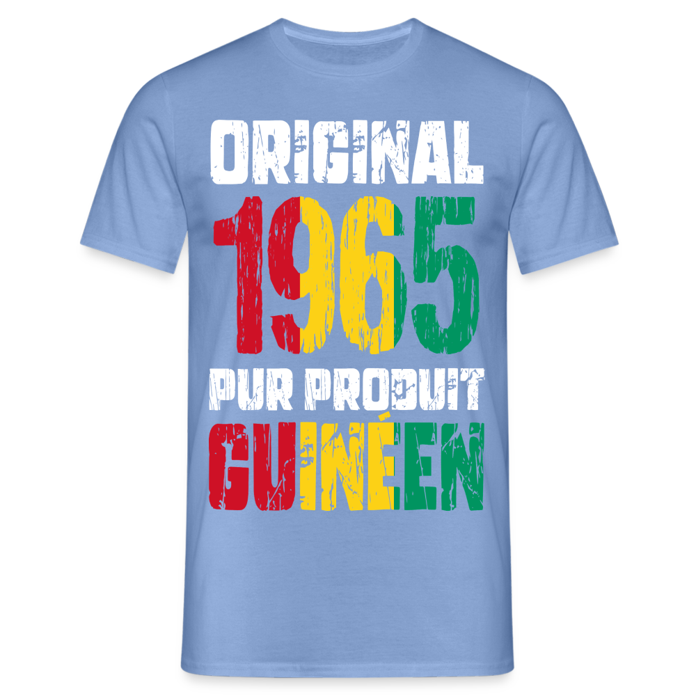 T-shirt Homme - Anniversaire 60 Ans - Original 1965 - Pur produit Guinéen - carolina blue