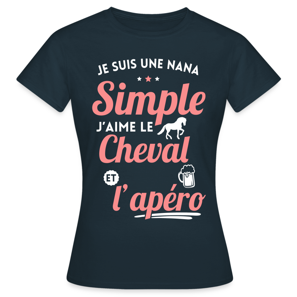 T-shirt Femme - J'aime le cheval et l'apéro - marine