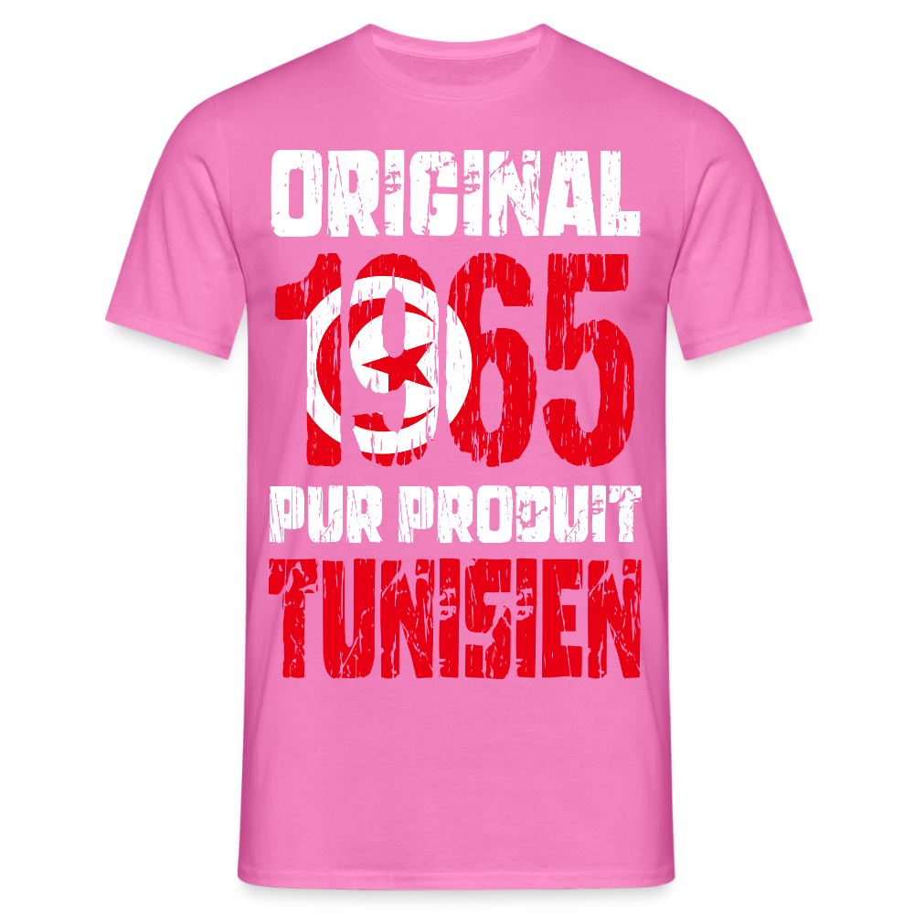 T-shirt Homme - Anniversaire 60 Ans - Original 1965 - Pur produit Tunisien - rose