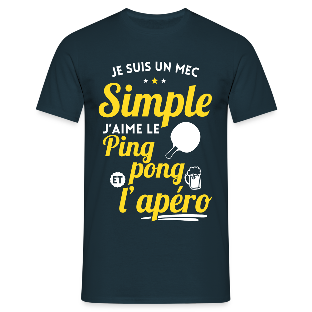 T-shirt Homme - J'aime le ping-pong et l'apéro - marine