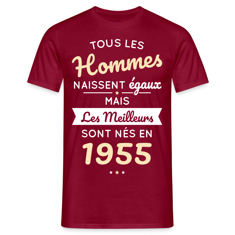 T-shirt Homme - Anniversaire 70 Ans - Les meilleurs sont nés en 1955 - rouge brique