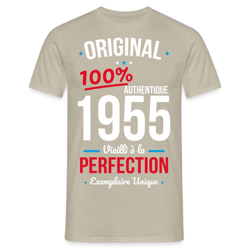 T-shirt Homme - Anniversaire 70 Ans - Original 1955 - beige sable