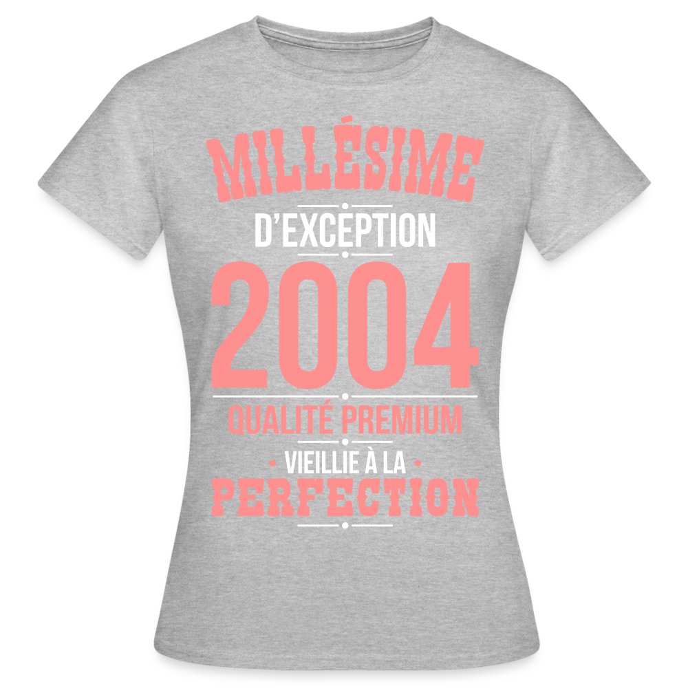 T-shirt Femme - Anniversaire 21 Ans - Millésime 2004 - gris chiné